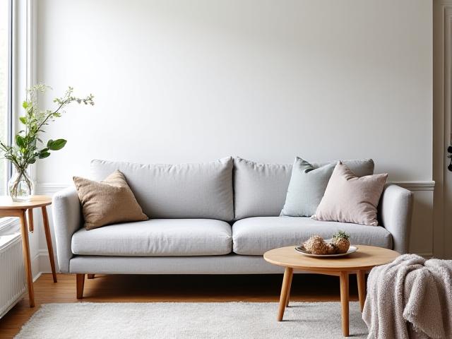 Elegant skandinavisk sofa i lys grå